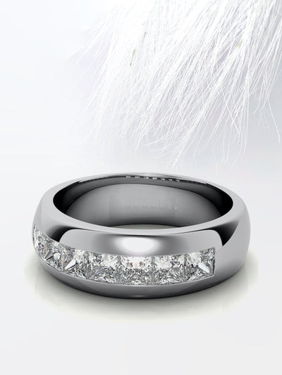 Princess Cut Channel Moissanite Men's Diamond Wedding Band