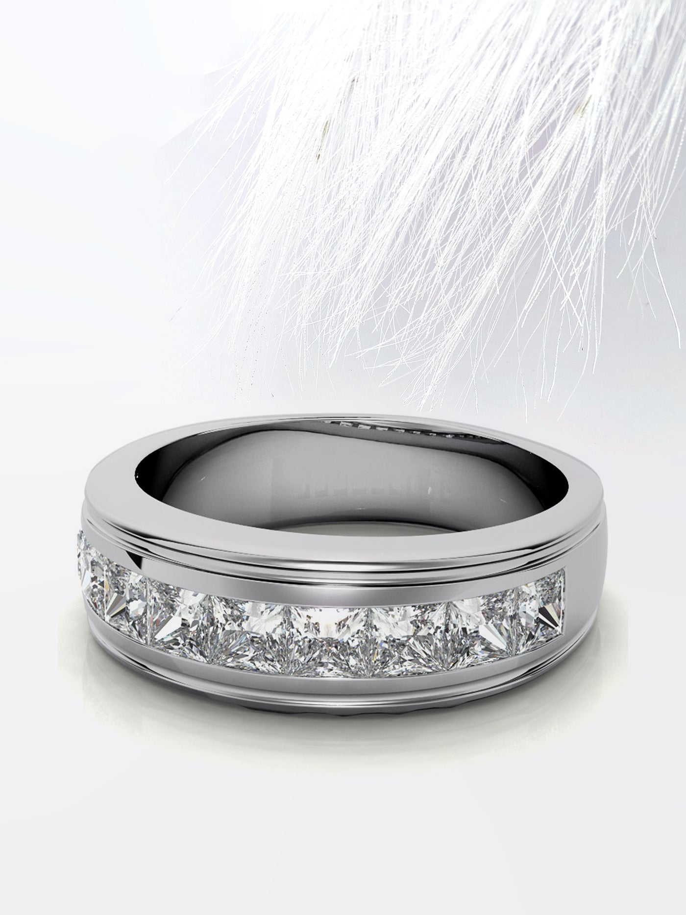 Princess Cut Channel Moissanite Men's Diamond Wedding Band