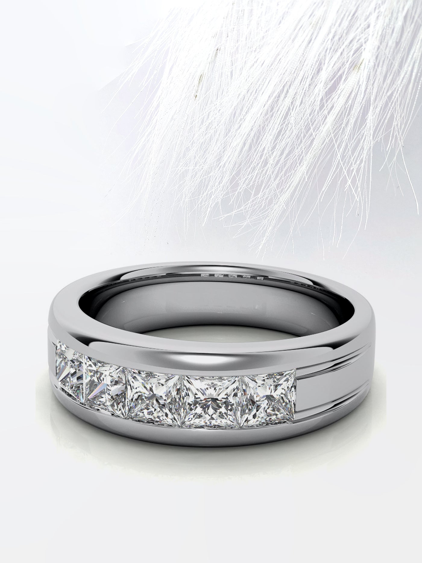 Princess Cut Five Stone Moissanite Men's Diamond Wedding Band
