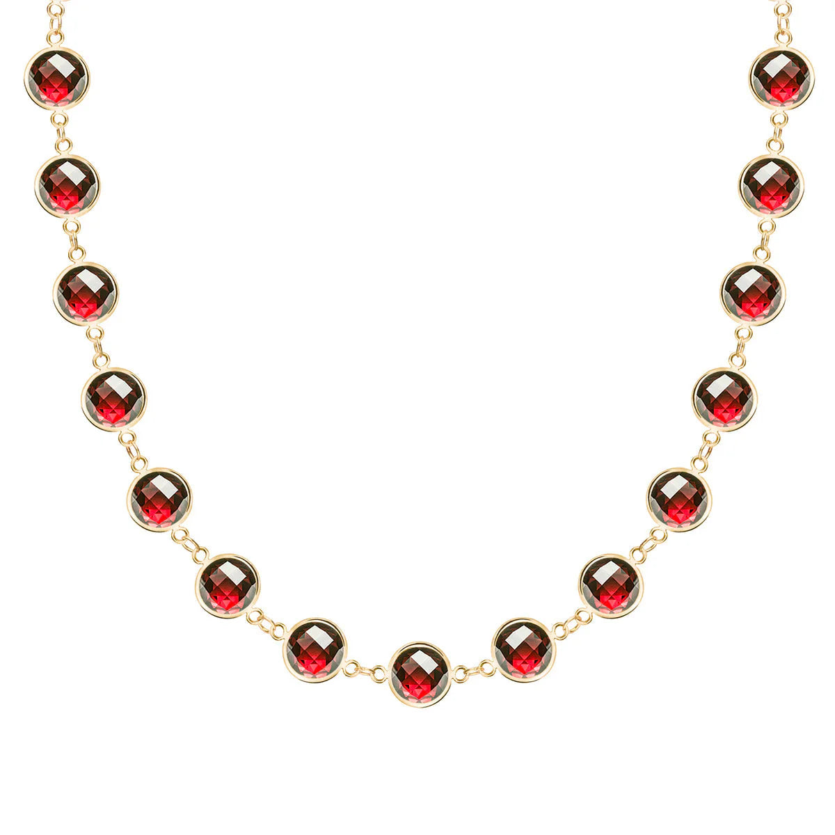 15.38 TCW Round Garnet Moissanite Diamond January Birthstone Necklace