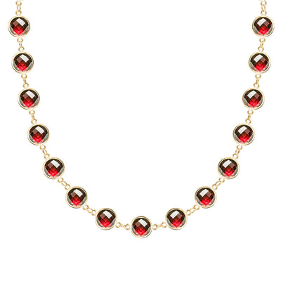 15.38 TCW Round Garnet Moissanite Diamond January Birthstone Necklace