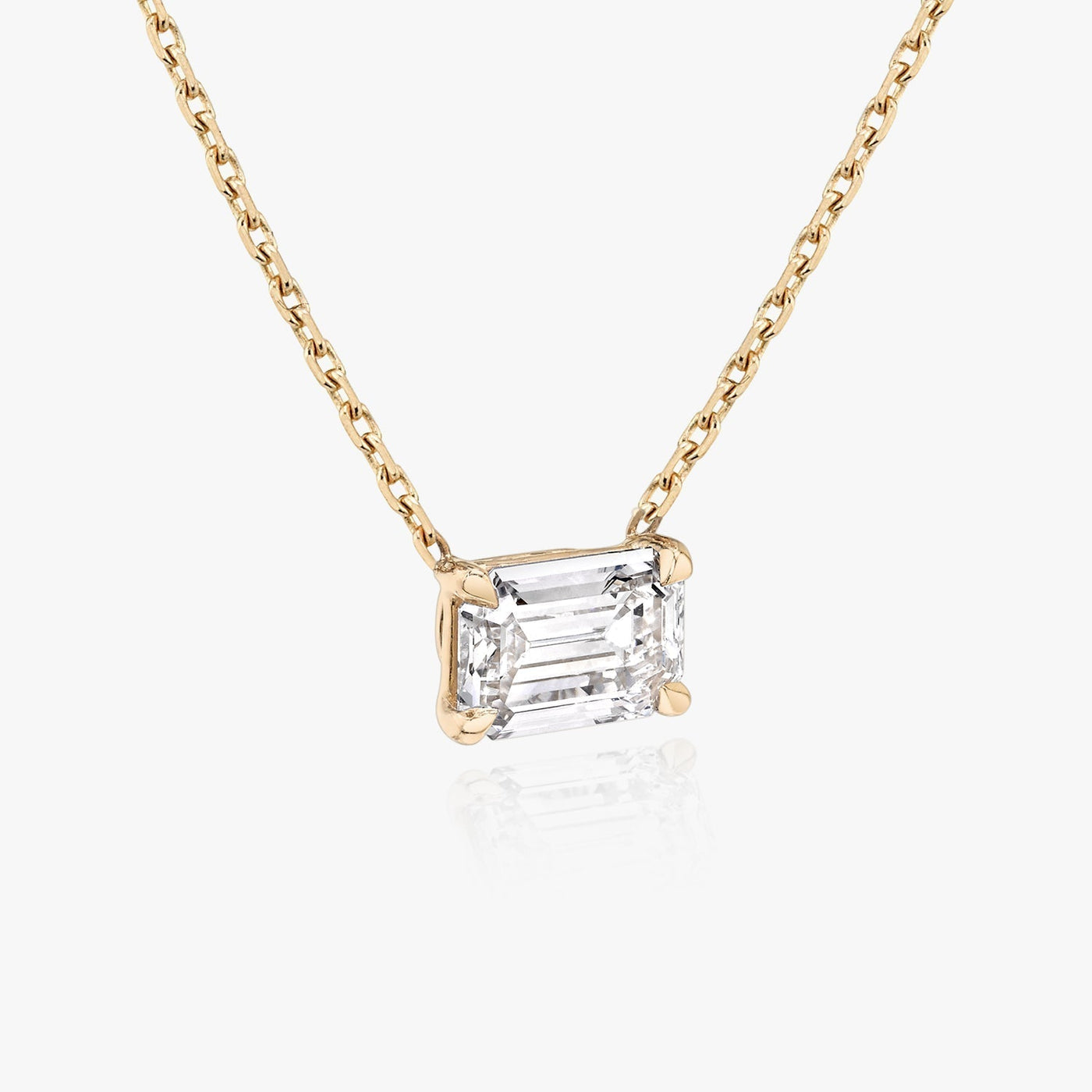 0.25 CT-1.0 CT Emerald Solitaire F/VS Lab Grown Diamond Necklace