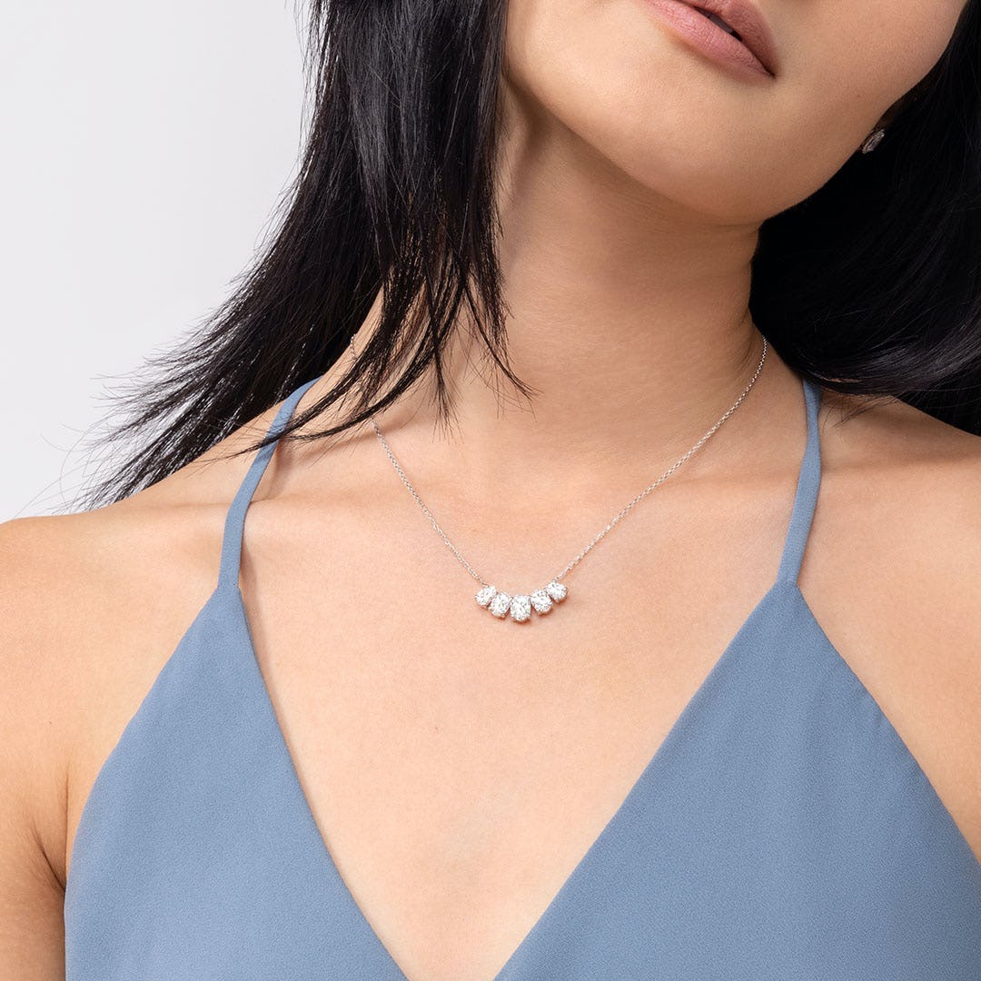 3.50 TCW Oval F/VS Lab Grown Diamond Necklace