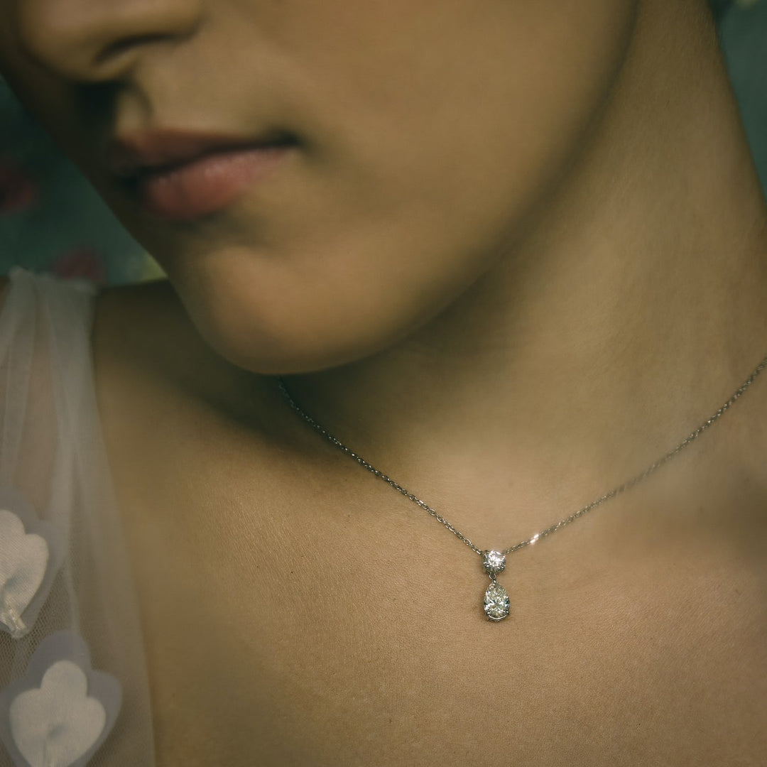 1.50 TCW Pear & Round F/VS Lab Grown Diamond Necklace