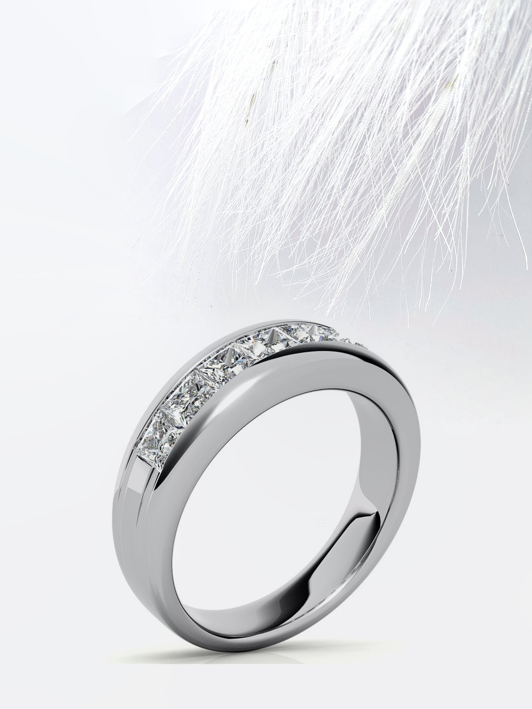 Princess Cut Seven Stone Moissanite Men's Diamond Wedding Band