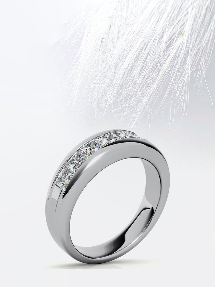 Princess Cut Seven Stone Moissanite Men's Diamond Wedding Band