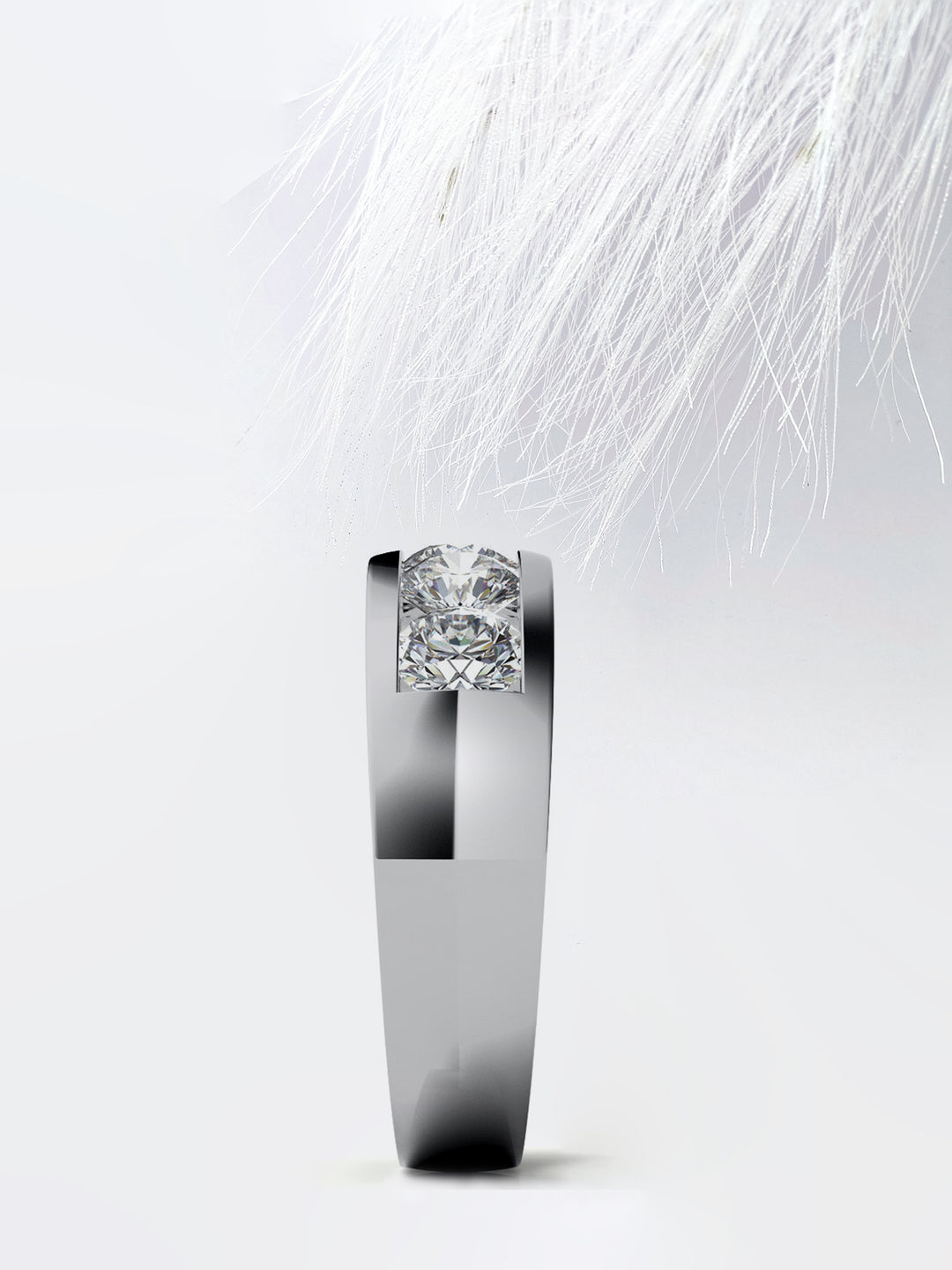 Round Cut Five Stone With Channel Row Moissanite Men's Diamond Wedding Band