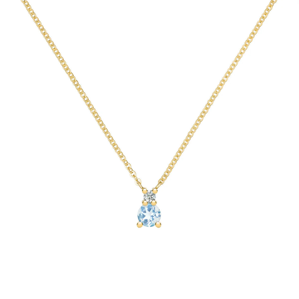 0.25CT Round Cut Aquamarine Moissanite March Birthstone Necklace