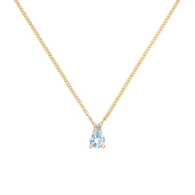 0.25CT Round Cut Aquamarine Moissanite March Birthstone Necklace