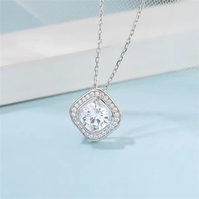 2.0CT Round Brilliant Cut Halo Moissanite Diamond Pendant Necklace For Women