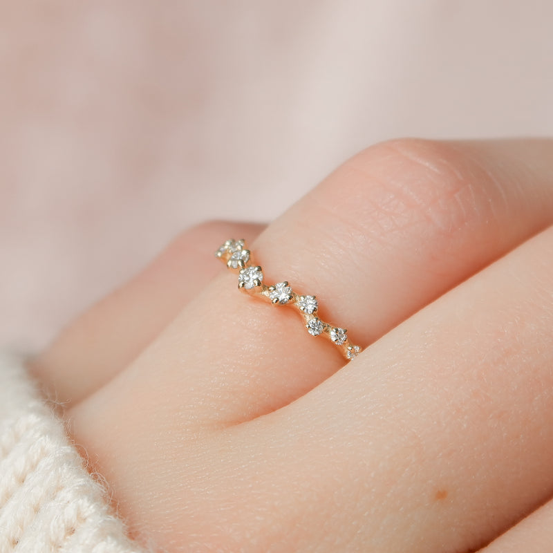 Round Brilliant Cut Cluster Diamond Moissanite Wedding Band