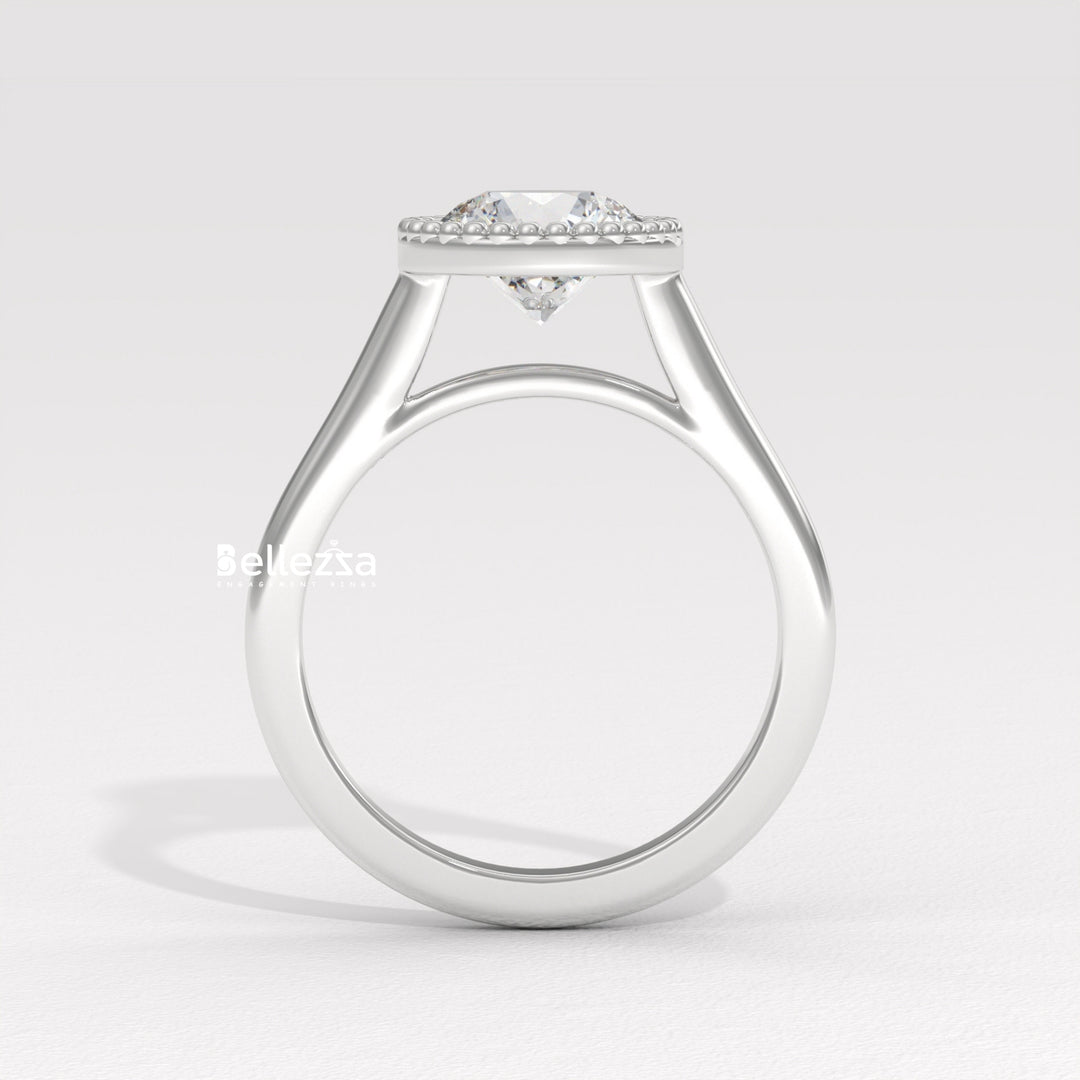 1.0-2.0CT Round Diamond Vintage Bezel Setting Lab Grown Engagement Ring
