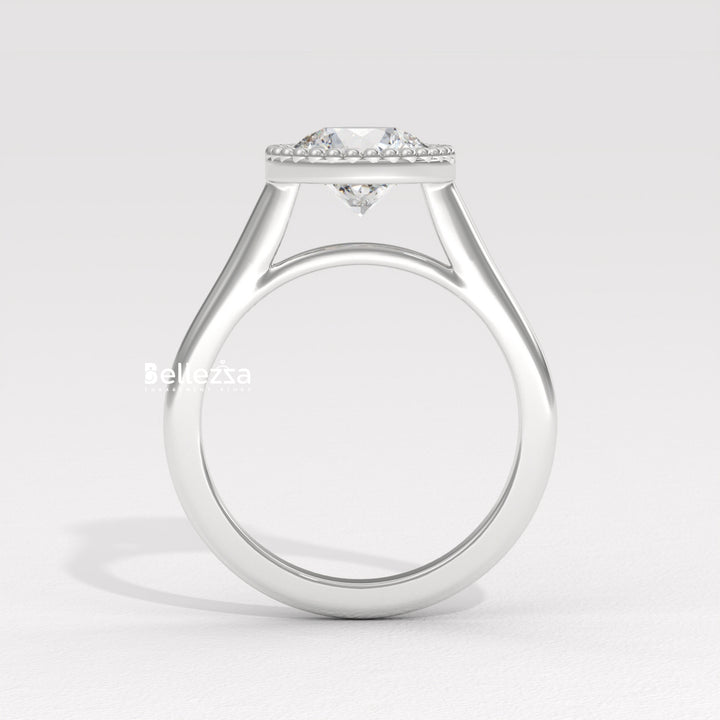 1.0-2.0CT Round Diamond Vintage Bezel Setting Lab Grown Engagement Ring