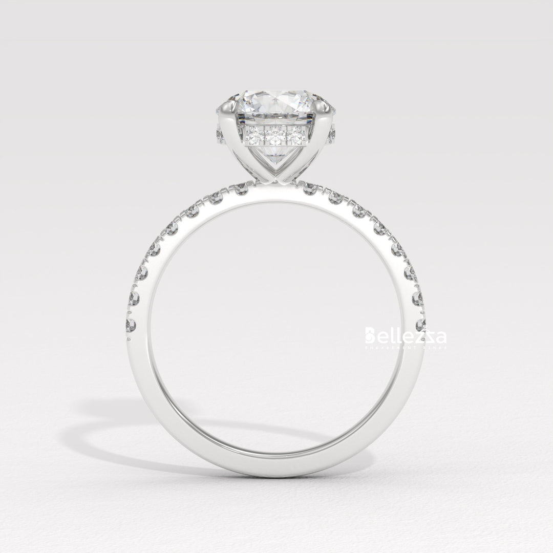 1.50-2.50CT Round Diamond Hidden Halo Pave Setting Lab Grown Ring