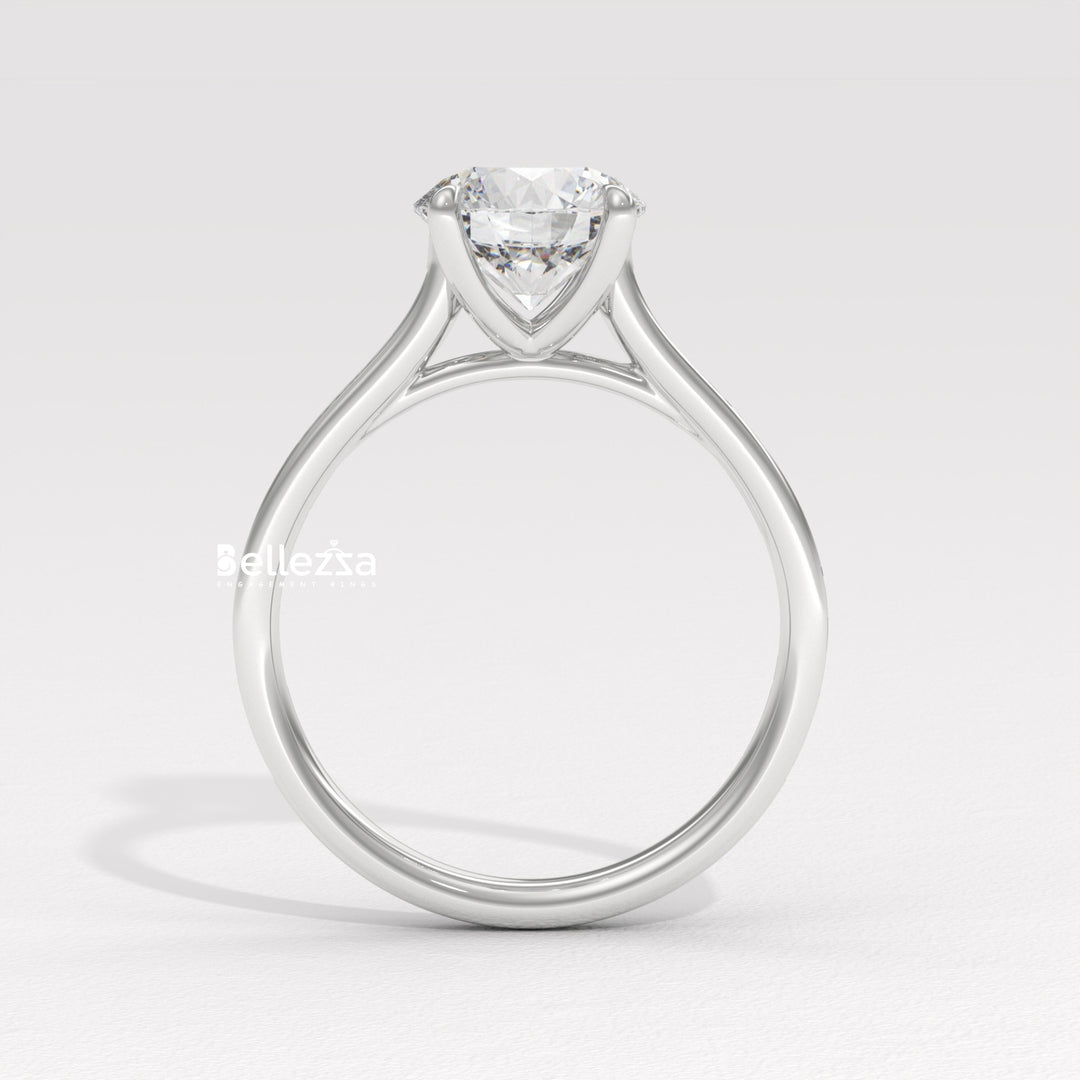 1.50-2.50CT Round Diamond Pave Setting Lab Grown Engagement Ring