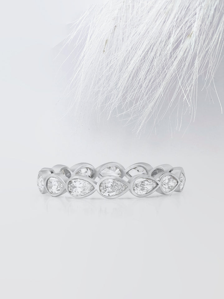 Pear Cut Bezel Diamond Wedding Band For Women