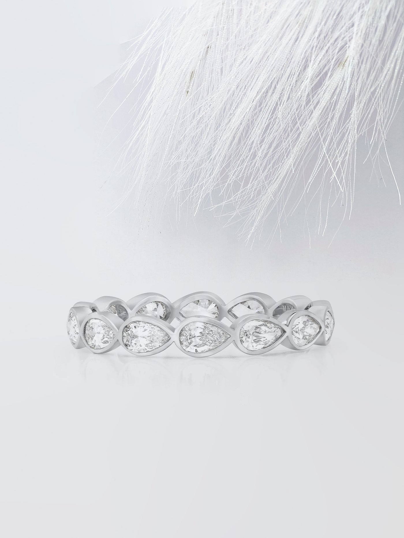 Pear Cut Bezel Diamond Wedding Band For Women