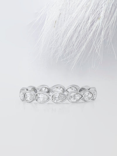 Pear Cut Bezel Diamond Wedding Band For Women