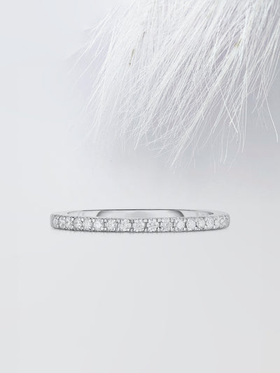 Round Cut Half Eternity Diamond Wedding Band, Anniversary Gift For Her