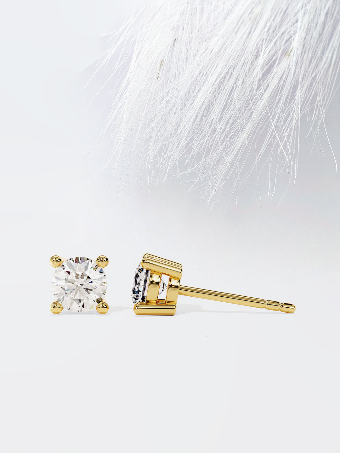 Round Cut Solitaire Moissanite Stud Diamond Earrings For Women