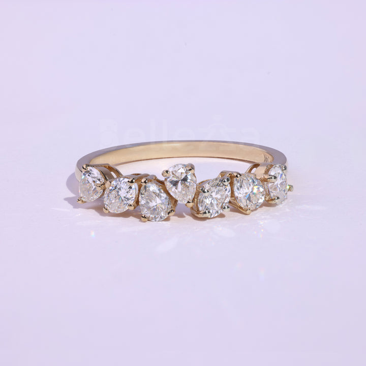 0.90 TCW Pear & Oval Cut Wedding Band - Ready to Ship