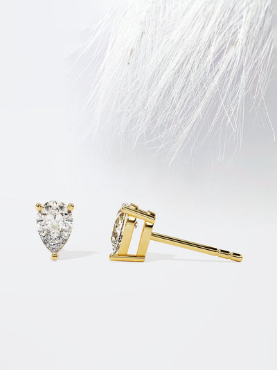 Pear Cut Solitaire Moissanite Stud Diamond Earrings For Women