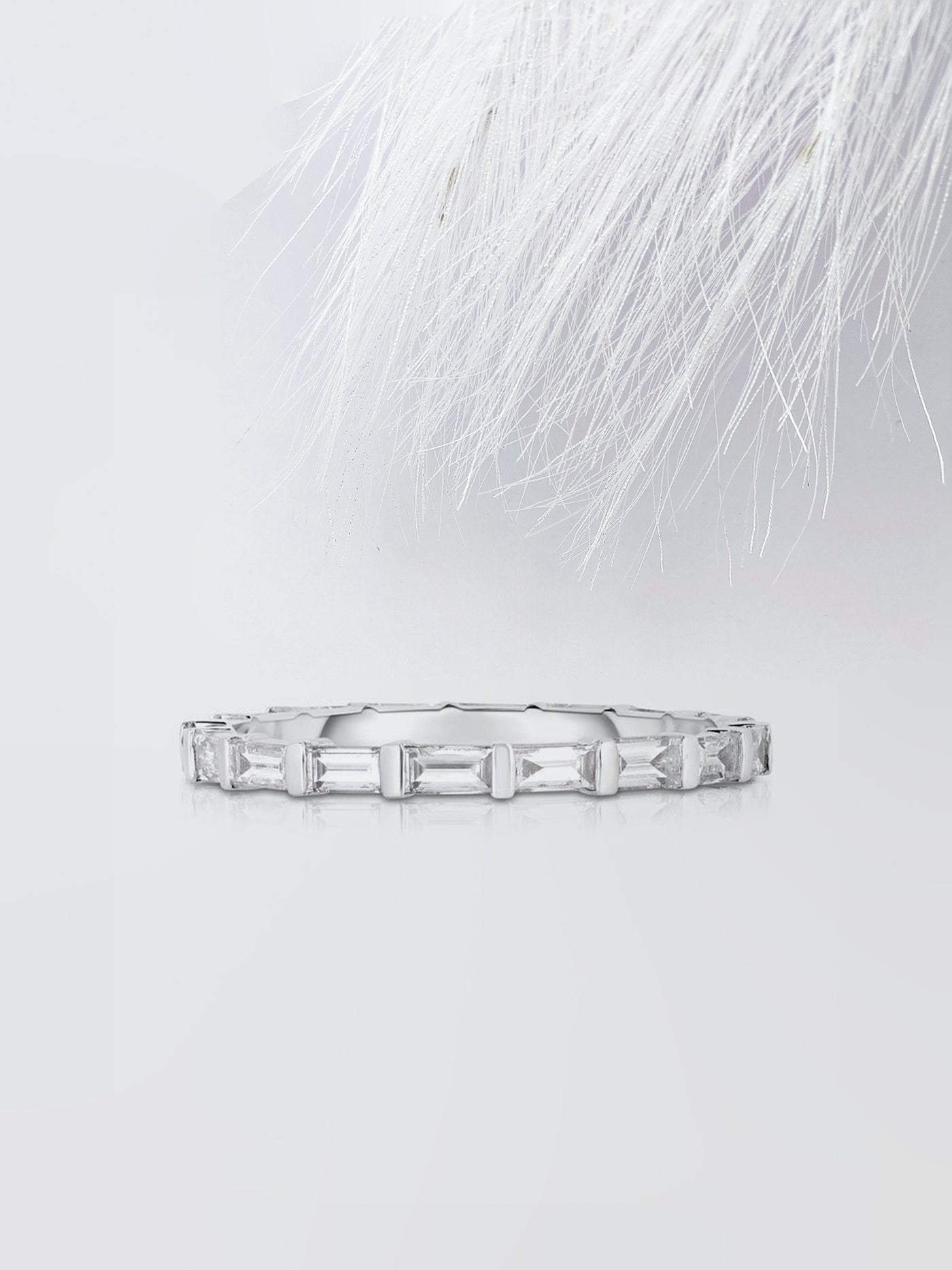 Baguette Cut Bar Eternity Diamond Wedding Band For Women