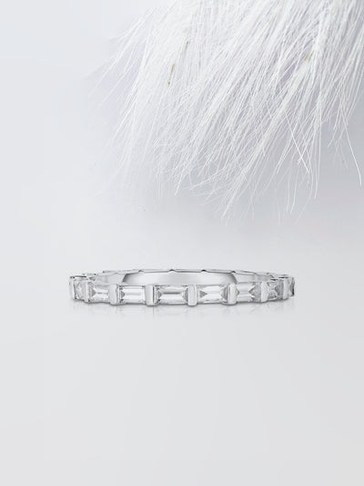 Baguette Cut Bar Eternity Diamond Wedding Band For Women