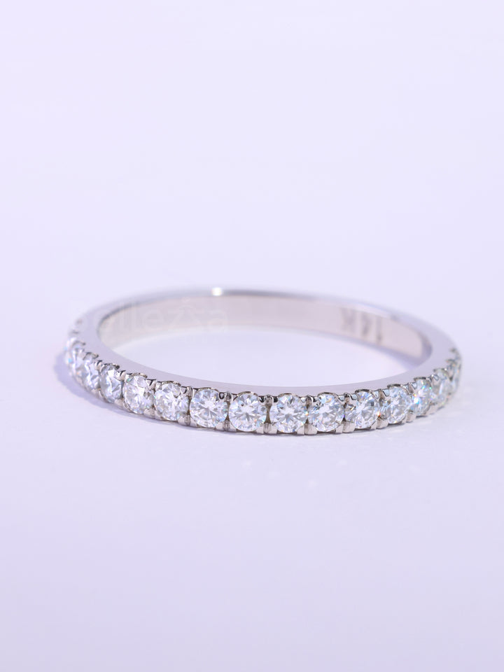 Round Cut Diamond Half Eternity Moissanite Wedding Band