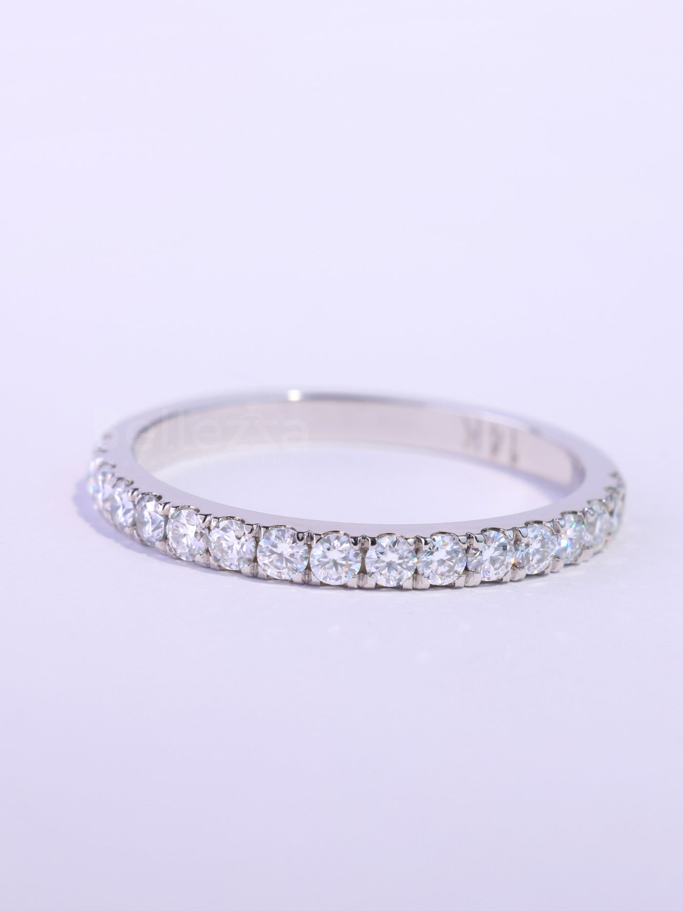Round Cut Diamond Half Eternity Moissanite Wedding Band