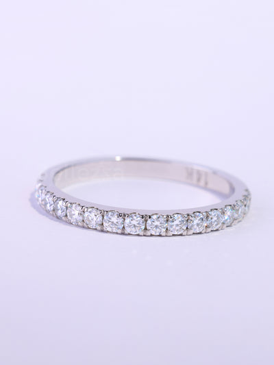 Round Cut Diamond Half Eternity Moissanite Wedding Band