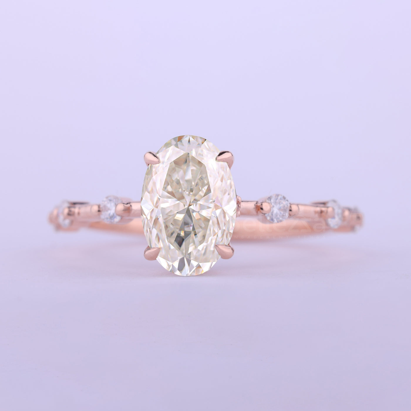 1.0CT Oval Cut Petite Pave Setting Moissanite Engagement Ring