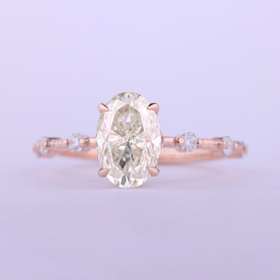 1.0CT Oval Cut Petite Pave Setting Moissanite Engagement Ring