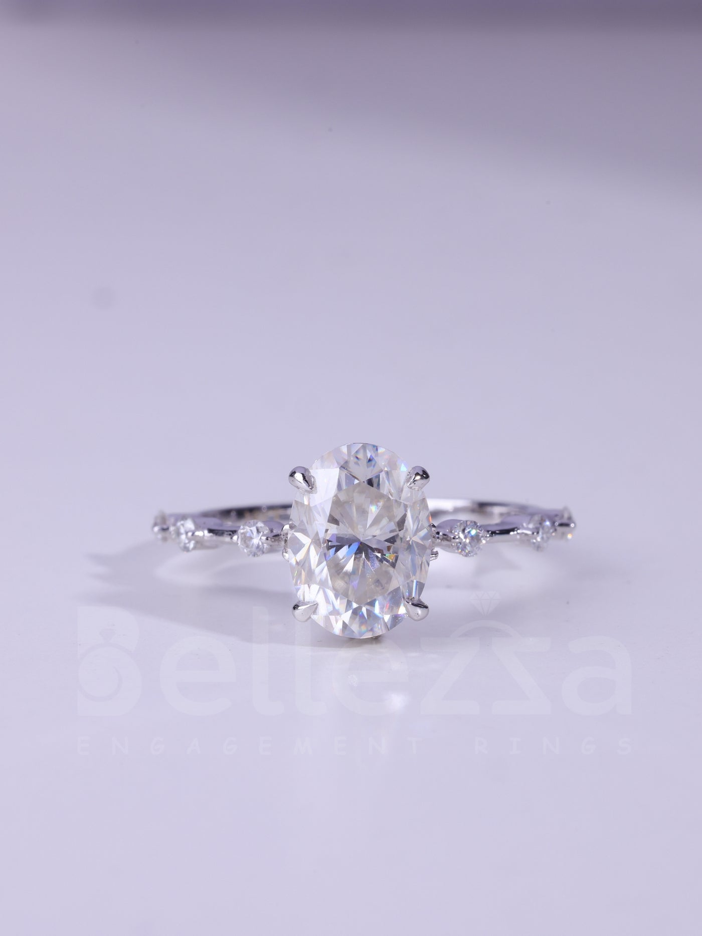 1.50CT Oval Cut Petite Pave Setting Moissanite Engagement Ring