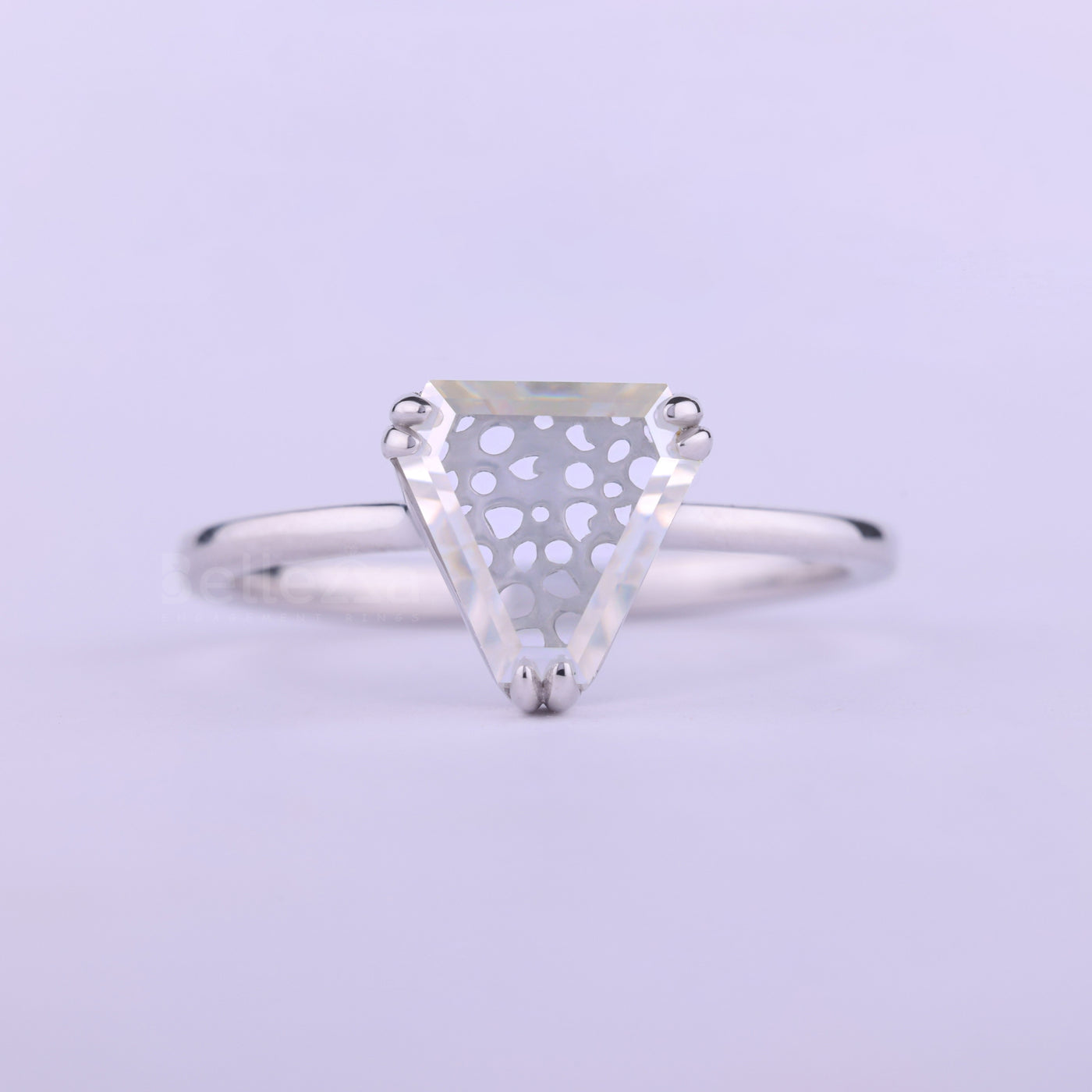 1.0CT Shield Cut Diamond Moissanite Solitaire Engagement Ring