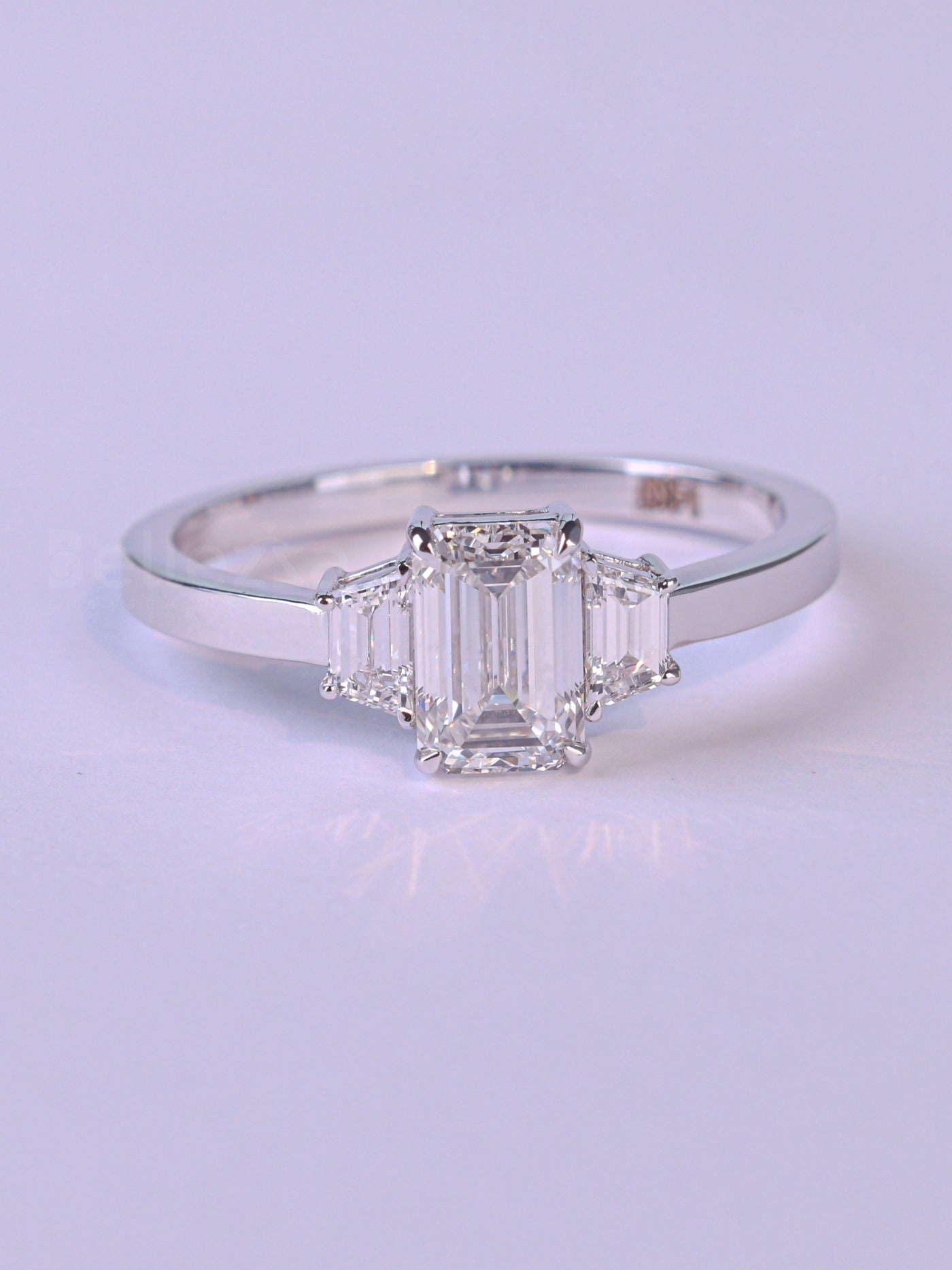 2.0CT Emerald Cut Diamond Three Stone Moissanite Engagement Ring