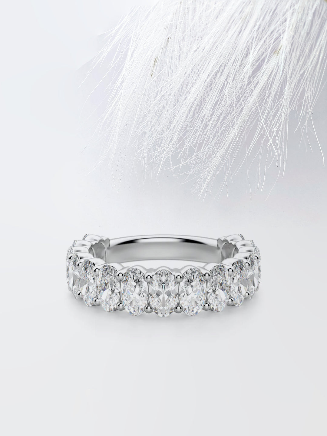 Oval Cut 3/4 Eternity Diamond Wedding Band For Her