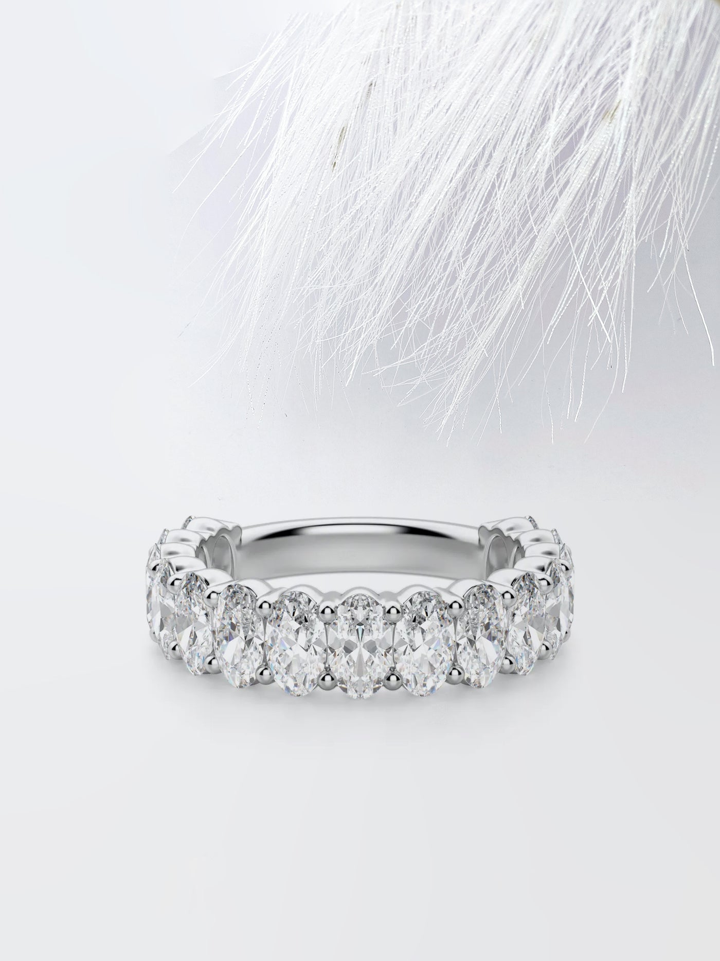 Oval Cut 3/4 Eternity Diamond Wedding Band For Her