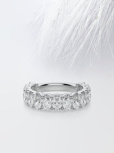 Oval Cut 3/4 Eternity Diamond Wedding Band For Her