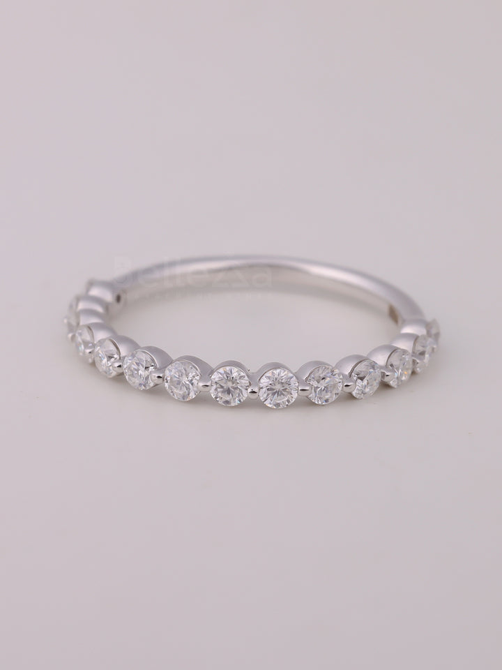 0.30TCW Round Cut Half Eternity Wedding Band For Her
