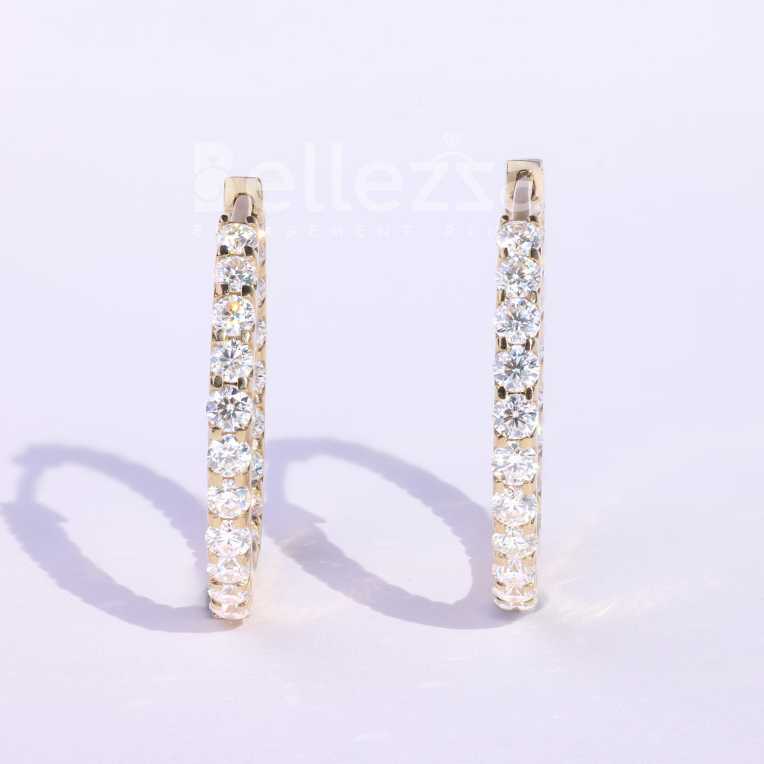 2.40TCW Round Diamond Moissanite Hoop Earrings - Ready To Ship