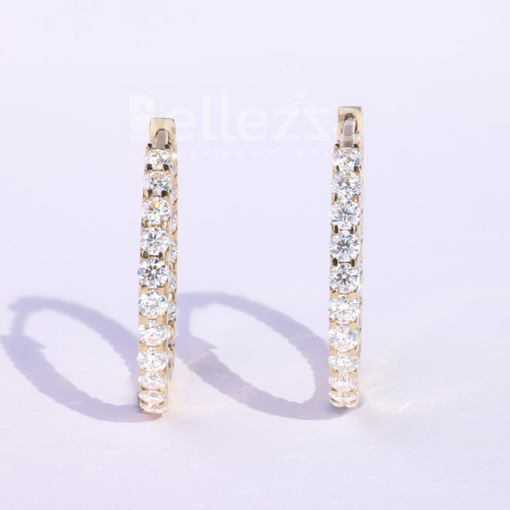 2.40TCW Round Diamond Moissanite Hoop Earrings - Ready To Ship