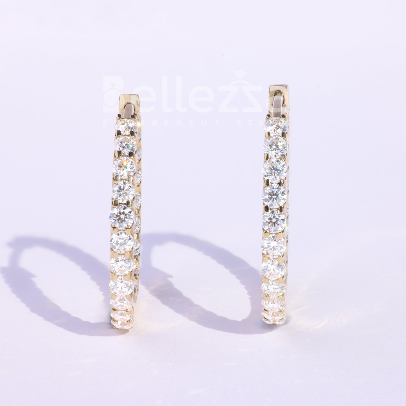 2.40TCW Round Diamond Moissanite Hoop Earrings - Ready To Ship