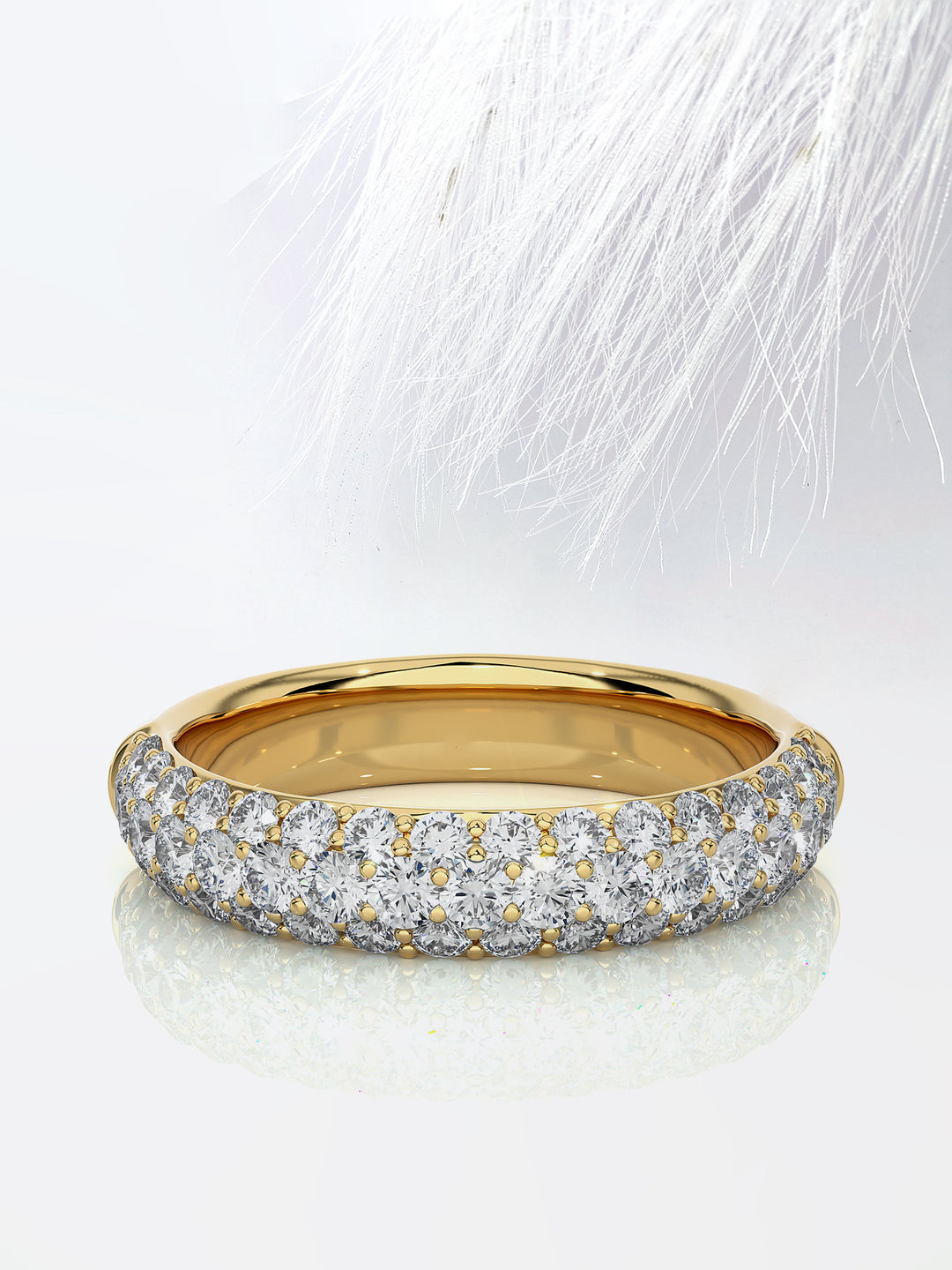 Round Cut Three Row Moissanite Pave Men's Wedding Band