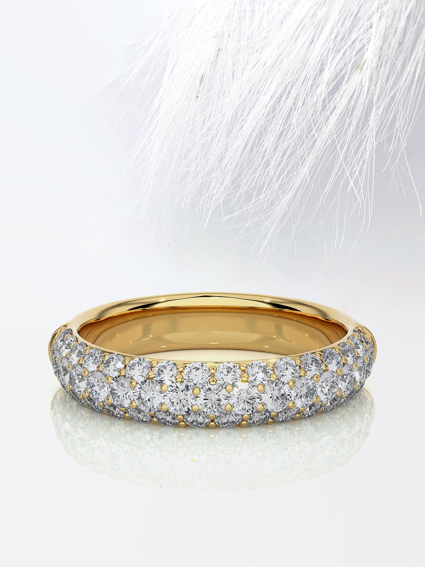 Round Cut Three Row Moissanite Pave Men's Wedding Band