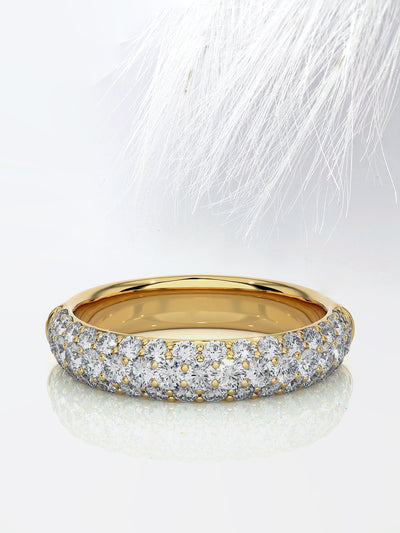 Round Cut Three Row Moissanite Pave Men's Wedding Band