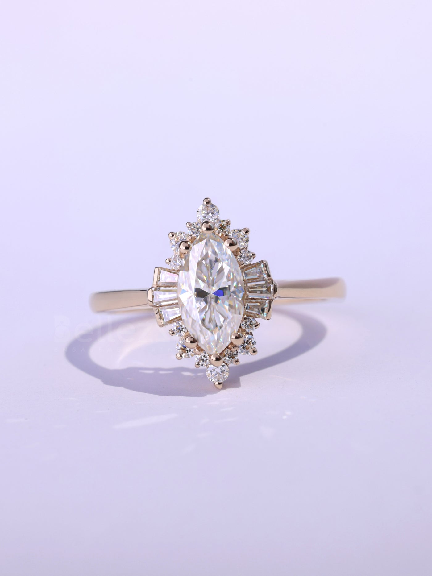 1.0CT-2.0CT Marquise Cut Cluster Moissanite Engagement Ring