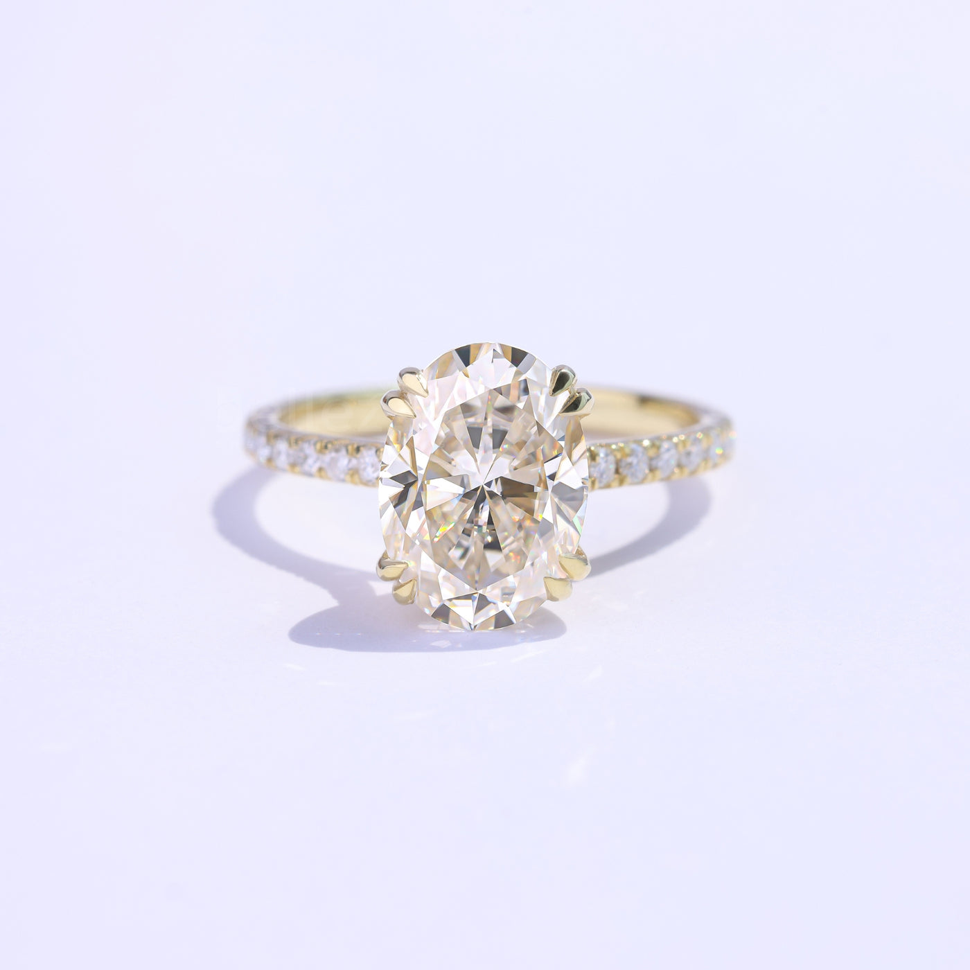 1.50CT Oval Cut Diamond Pave Setting Moissanite Engagement Ring