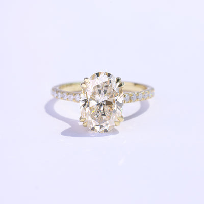 1.50CT Oval Cut Diamond Pave Setting Moissanite Engagement Ring