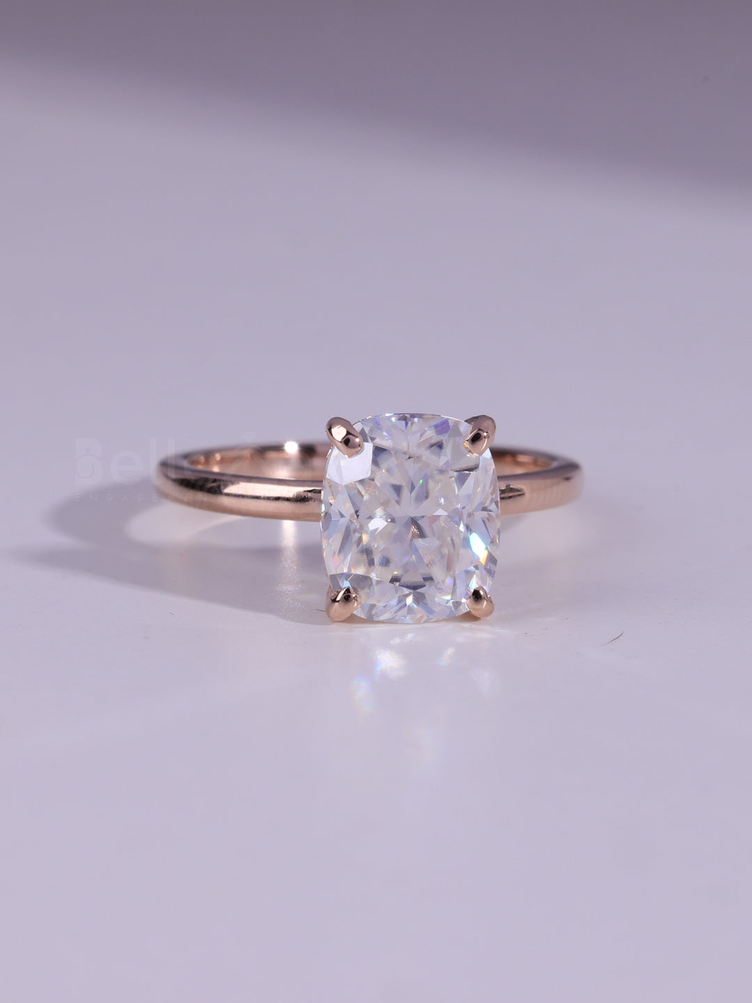 1.0CT Cushion Cut Diamond Hidden Halo Moissanite Engagement Ring